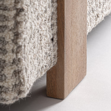Banco de pie de cama de lana beige madera de mango de Vical, imagen 5