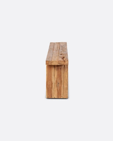 Banco RAIL de teca reciclada 180 × 25 × 44 cm — detalle 3