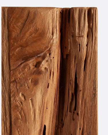 Banco RAIL de teca reciclada 180 × 25 × 44 cm — detalle 4