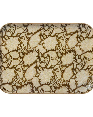 Bandeja Guest Chandra Kaki de metal esmaltado, 36 × 26 cm — Bonheur du Jour