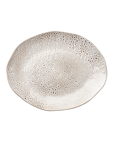 Bandeja de servir de cerámica beige esmaltada
