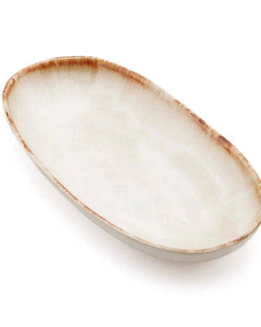Portuguese Ceramic White Oval Plate Set of 6