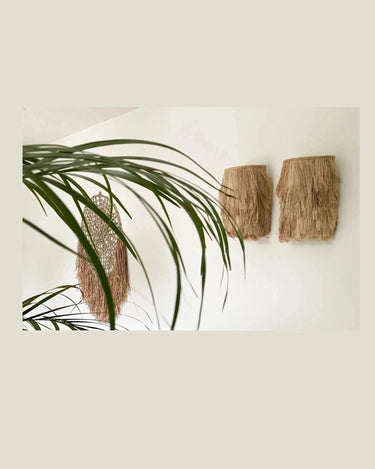 Detalle de tejido en aplique de abacá natural Bazar Bizar