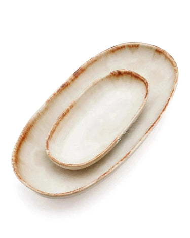 Plato oval de cerámica portuguesa Bazar Bizar vista lateral