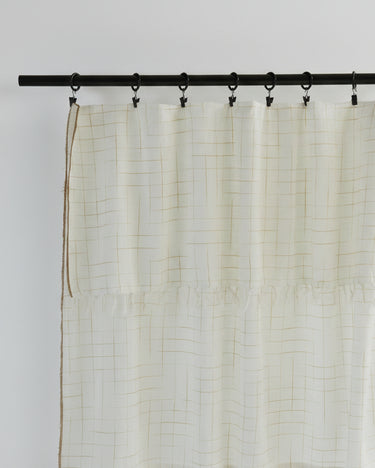 Cortina de algodón khadi a cuadros ecru y curry 140 x 280 cm Bonheur du Jour