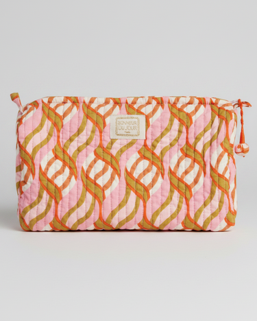 Neceser acolchado de algodón block print multicolor Bonheur du Jour