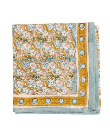 Pañuelo de algodón floral verde gris Bonheur du Jour