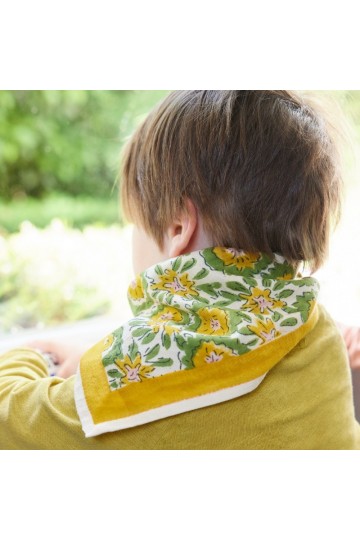 Pañuelo infantil de algodón estampado curry 60 x 60 cm Bonheur du Jour