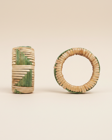 Servilleteros de rafia verde tejidos a mano set de 2 Bonheur du Jour