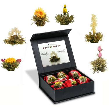Té floreciente en caja de seis esferas