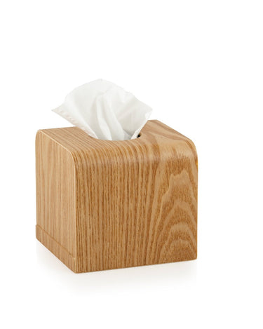 Caja cuadrada para pañuelos de madera de sauce