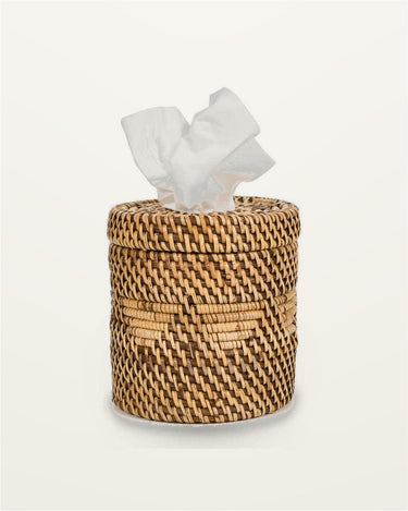 Caja de pañuelos de ratán natural para baño