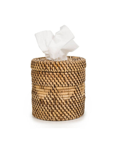 Caja de pañuelos de ratán natural para baño