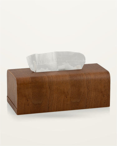 Caja para pañuelos de madera acabado nogal en ambiente