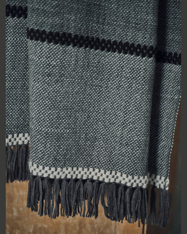 Detalle de plaid Jivaro tejido a mano Caravane