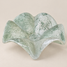 Centro de mesa de cristal de Murano verde vintage con borde ondulado, vista frontal