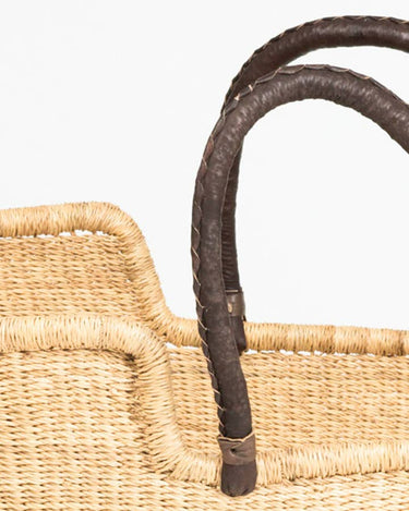 Cesta Moisés tejida a mano DIDI con asas de cuero