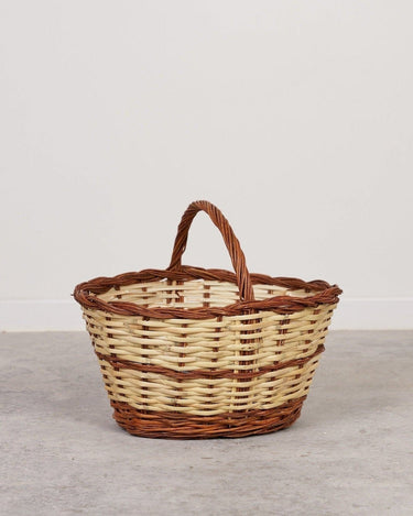 Cesta ovalada para setas de mimbre y caña