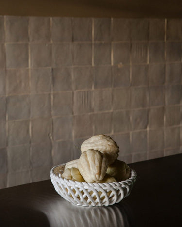 Handwoven white porcelain basket by Olsson & Jensen