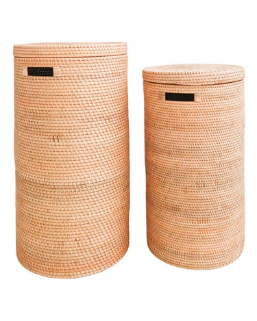 Cesto ropa ratán natural con tapa sostenible