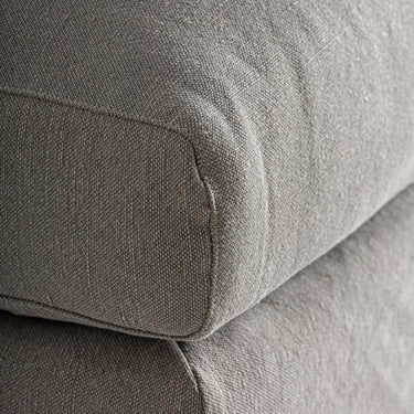 Chaise longue de lino gris de Vical, detalle de la costura