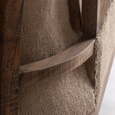 Chaise longue de madera de mindi lino crema de Vical, imagen 5