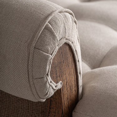 Chaise longue de madera de mindi lino crema de Vical, imagen 8