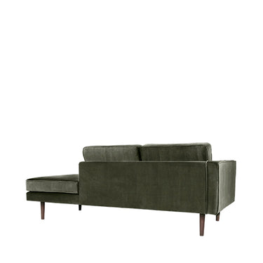 Chaise longue izquierda verde hoja en vista tres cuartos