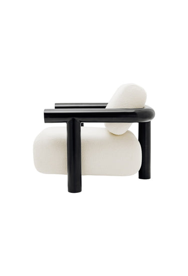 Butaca Claude acero negro 316L bouclé crema Gabrielle Paris