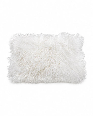 Cojín blanco rectangular de piel de cordero tibetano