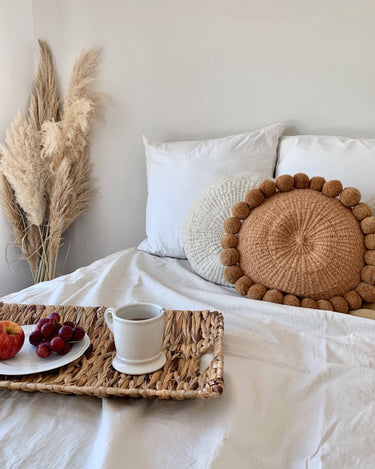 Cojín Decorativo CERAFINA Mediano Ocre: Lana de Oveja Artesanal Exclusivo