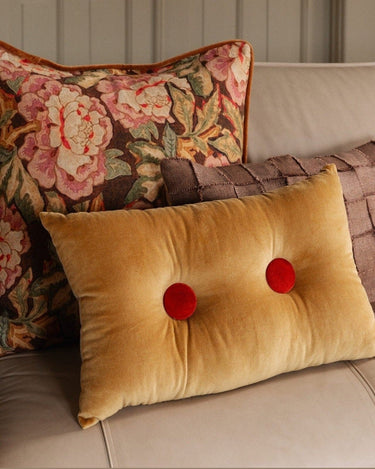 Elora yellow 30 x 50 cm decorative cushion with buttons