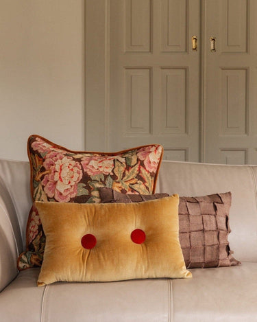 Elora yellow 30 x 50 cm decorative cushion with buttons