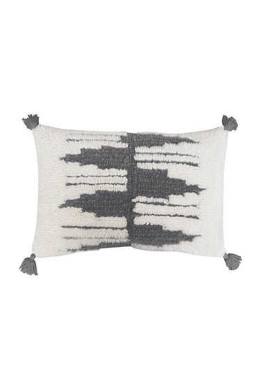 Cojín rectangular lavable de algodón y lana gris de 40 × 60 cm