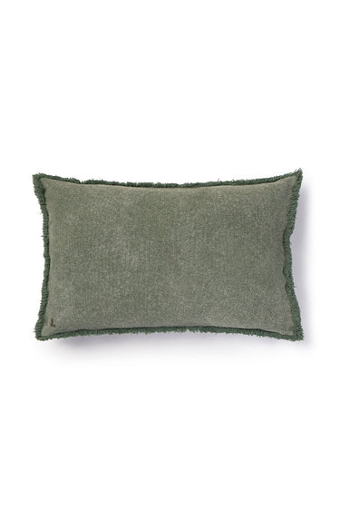 Cojín rectangular de algodón verde pato de 60 × 40 cm