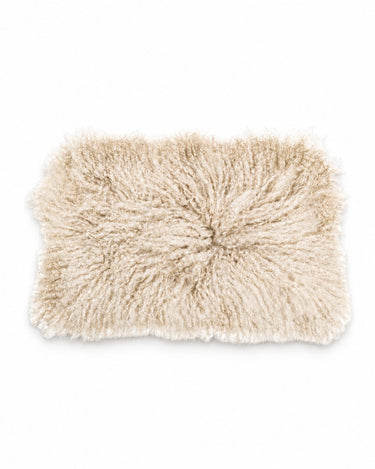 Cojín rectangular de pelo rizado de cordero tibetano en crema