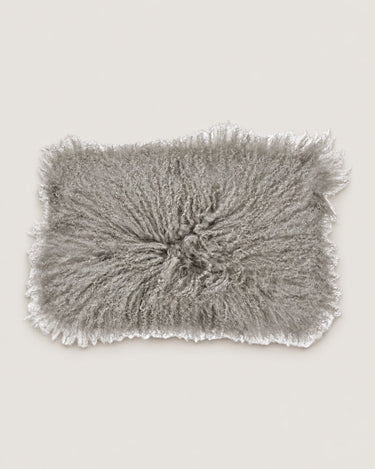 Cojín rectangular de pelo rizado de cordero tibetano en gris
