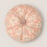 Cojín redondo rosa de algodón con flores crema de Le Monde Sauvage, vista frontal