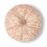 Cojín redondo rosa de algodón con flores crema de Le Monde Sauvage, vista frontal
