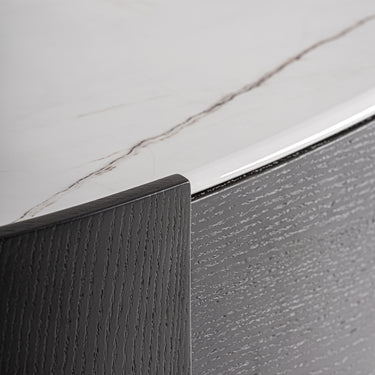 Cómoda de madera contrachapada roble negro piedra sinterizada blanca de Vical, imagen 4