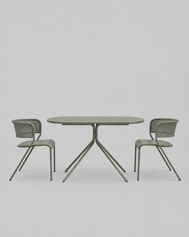 Conjunto de mesa y 2 sillas de jardín de metal verde perforado