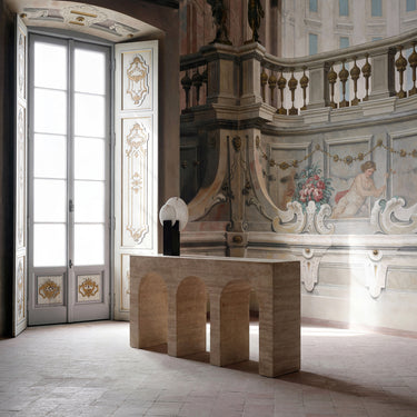 Consola de travertino beige mediana de Vical, imagen 6