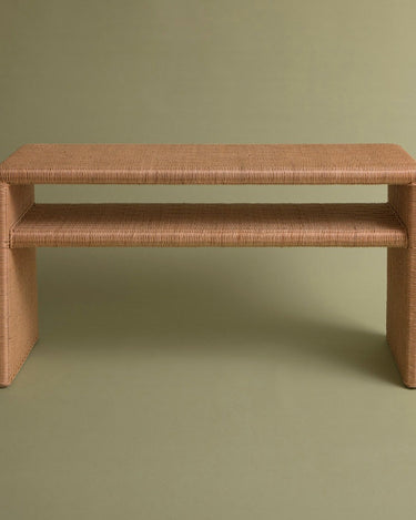 Large handmade natural rattan console