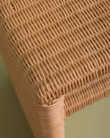 Detail of the large natural rattan console