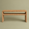 Consola grande de ratán natural de Mahe Homeware, vista frontal sobre fondo claro con encuadre amplio.