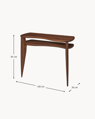 Esquema de las dimensiones de la consola de pared.