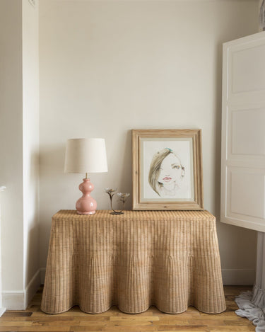 Front view of the Cordoba wavy rattan console