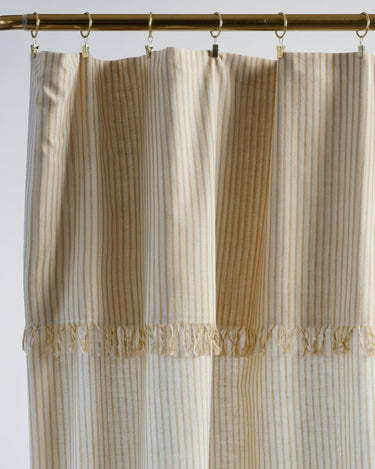 Cortina de algodón a rayas curry con flecos 140 x 280 cm Bonheur du Jour