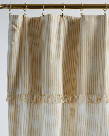 Cortina algodón rayas curry flecos 140x280 cm