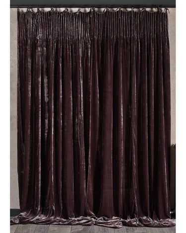 Brown velvet curtain, shown closed by Le Monde Sauvage